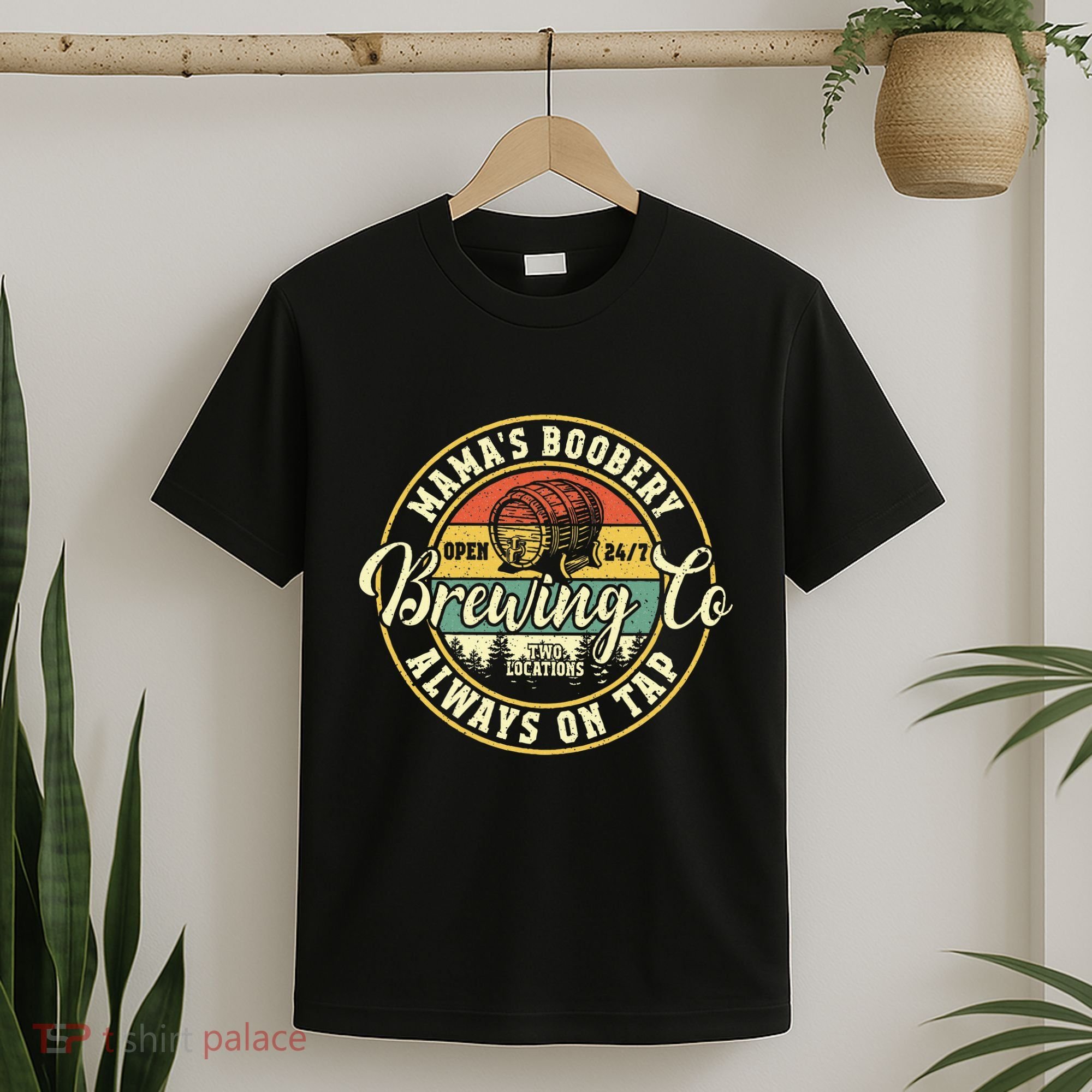 Mama Boobery Breastfeeding Brewery New Mom Brewing Co Retro T-Shirt