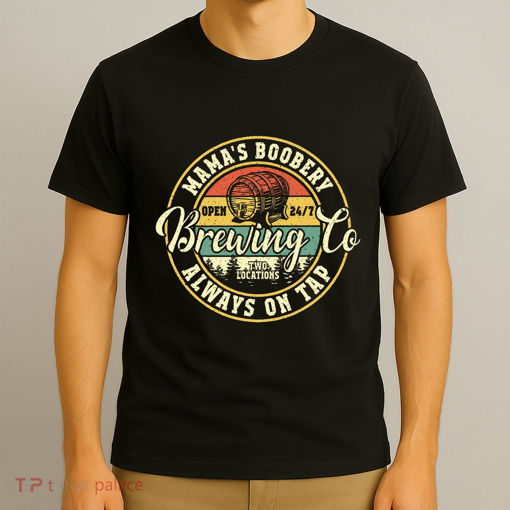 Mama Boobery Breastfeeding Brewery New Mom Brewing Co Retro T-Shirt