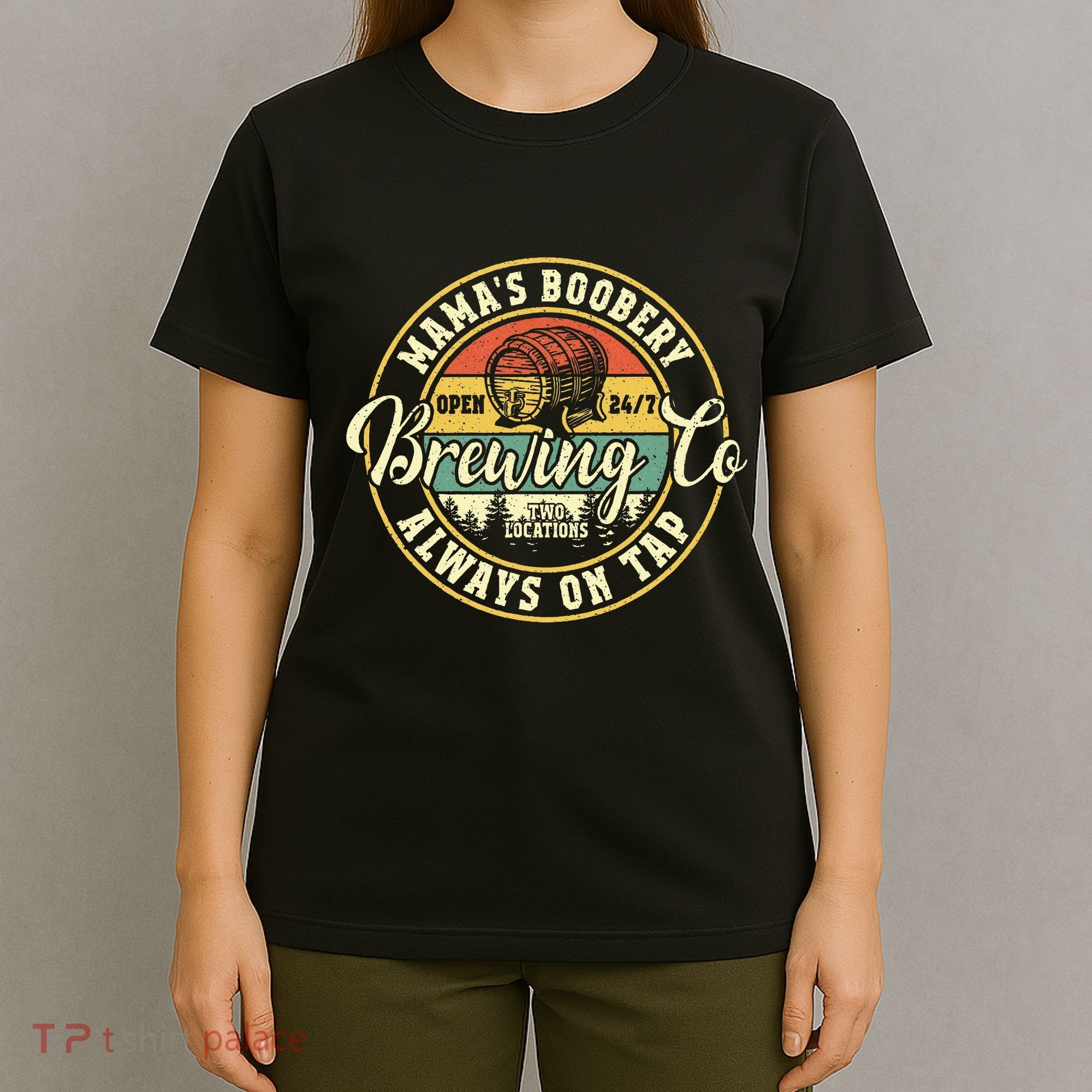 Mama Boobery Breastfeeding Brewery New Mom Brewing Co Retro T-Shirt