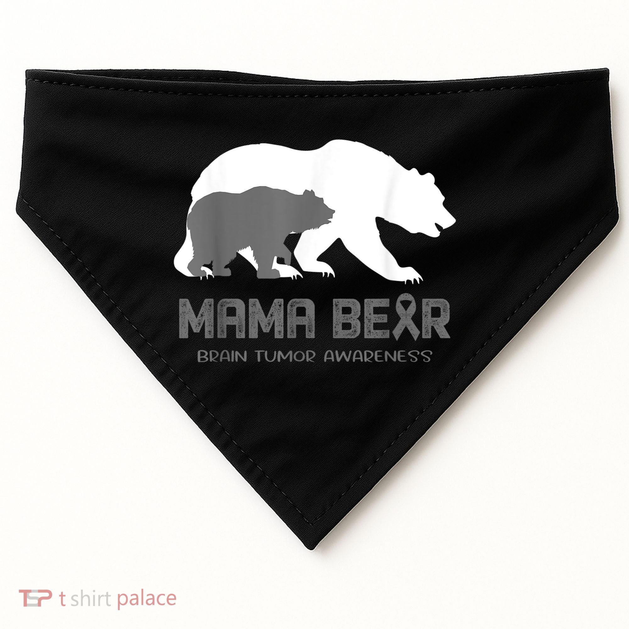 Mama Bear Brain Tumor Awareness Shirt For Women Men USA-Made Doggie Bandana