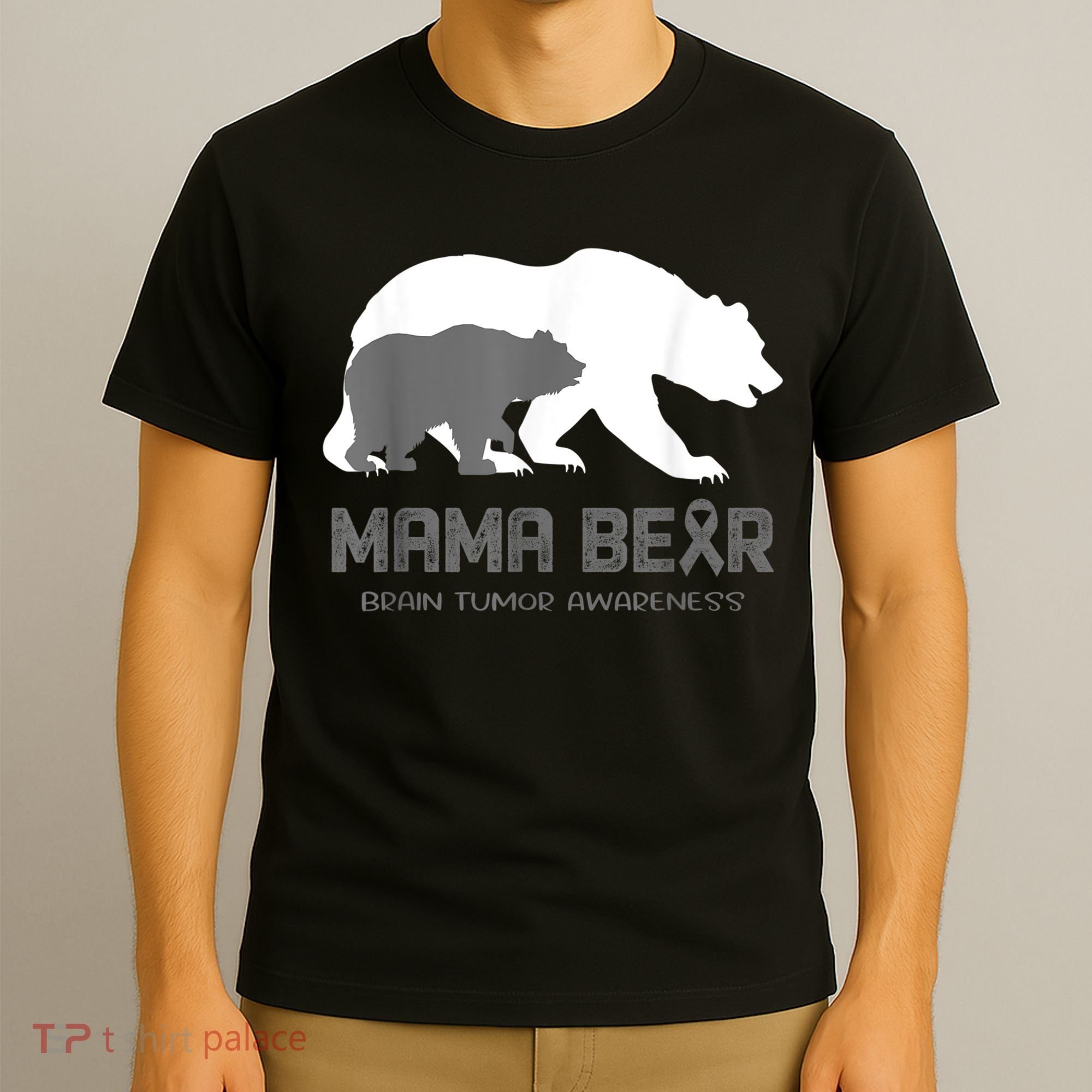 Mama Bear Brain Tumor Awareness Shirt For Women Men T-Shirt