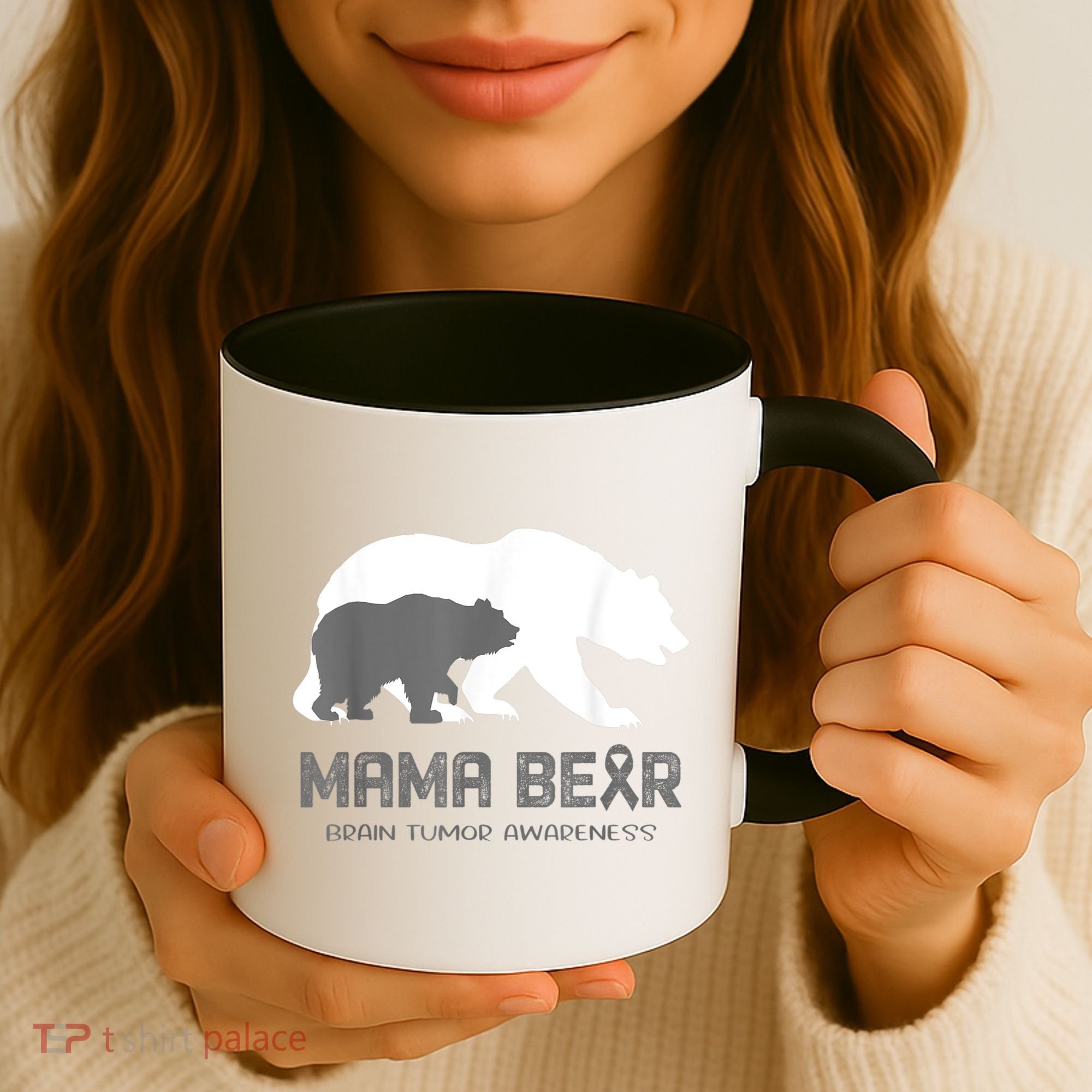 Mama Bear Brain Tumor Awareness Shirt For Women Men Coffee Mug