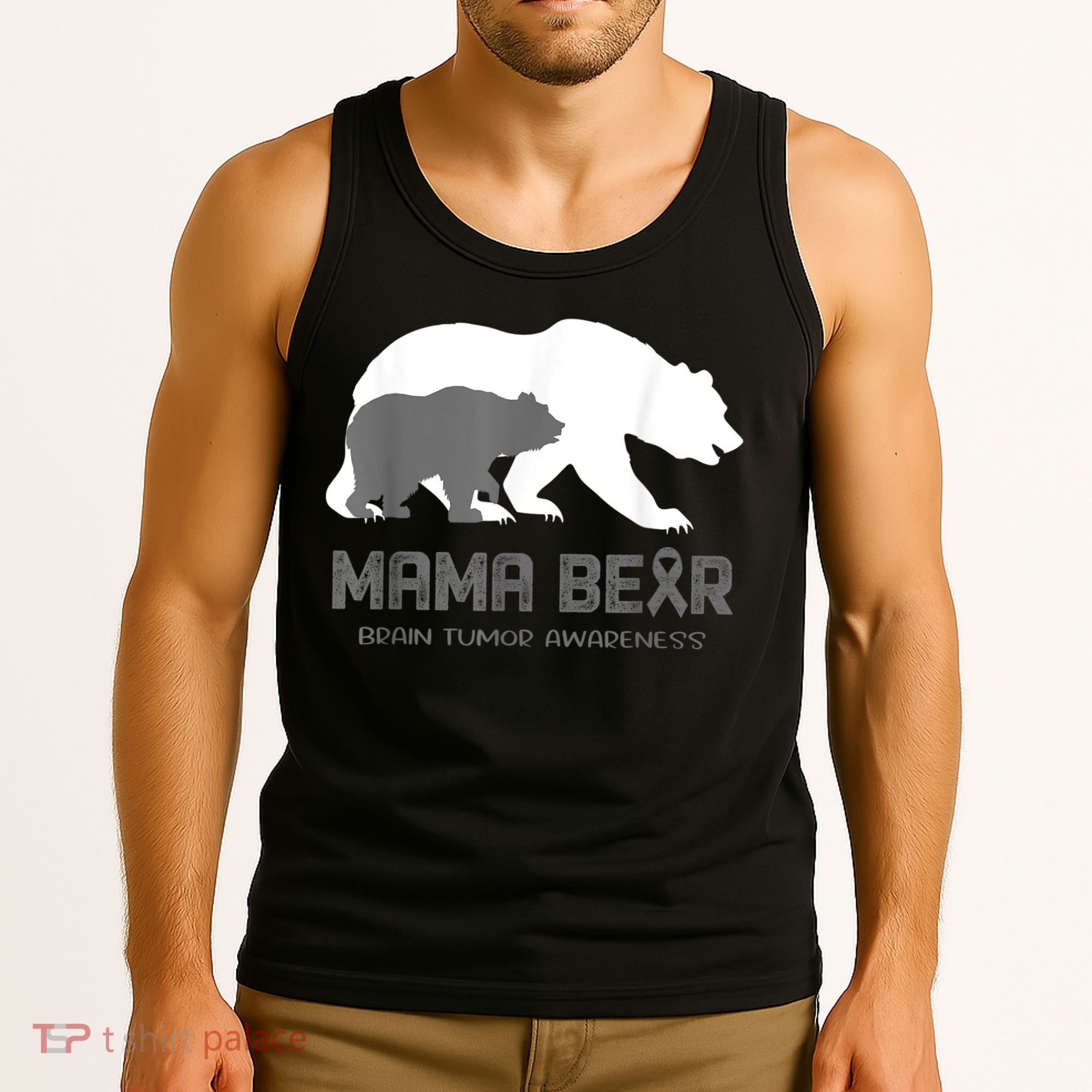 Mama Bear Brain Tumor Awareness Shirt For Women Men Tank Top