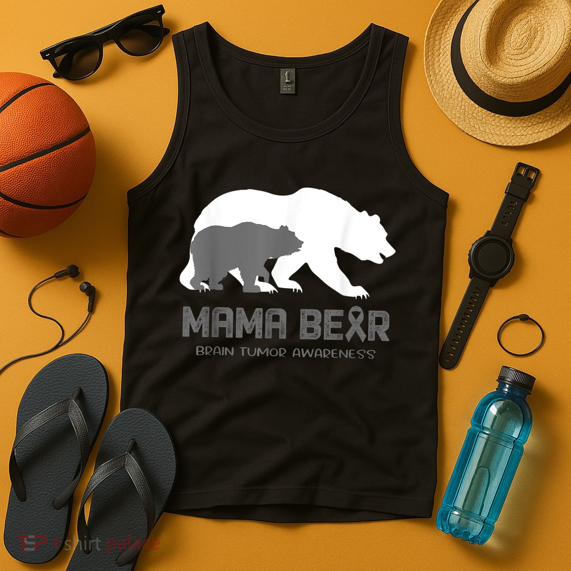 Mama Bear Brain Tumor Awareness Shirt For Women Men Tank Top