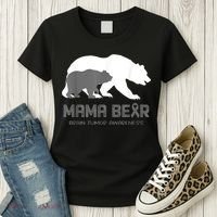 Mama Bear Brain Tumor Awareness Shirt For Women Men Women's T-Shirt thumb 3