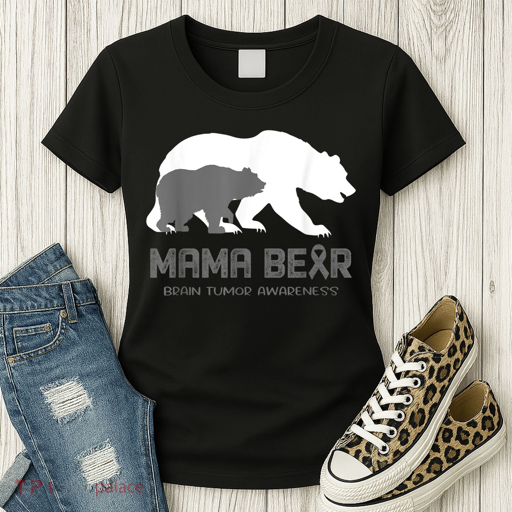 Mama Bear Brain Tumor Awareness Shirt For Women Men Women's T-Shirt