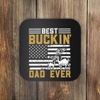 Men Best Buckin Dad Ever Deer Hunting Bucking Fathers Day Gift Coaster thumb 0