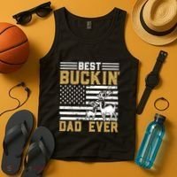 Men Best Buckin Dad Ever Deer Hunting Bucking Fathers Day Gift Tank Top thumb 4