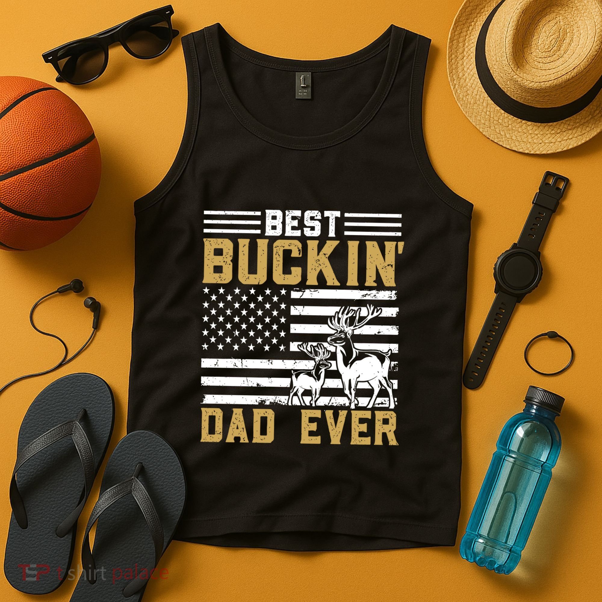 Men Best Buckin Dad Ever Deer Hunting Bucking Fathers Day Gift Tank Top