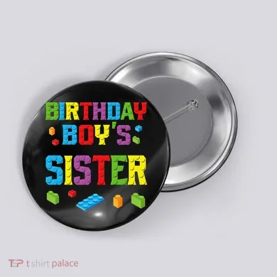 Master Builder Birthday Sister Building Bricks Blocks Button