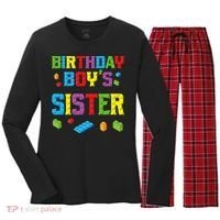 Master Builder Birthday Sister Building Bricks Blocks Women's Long Sleeve Flannel Pajama Set  thumb 0