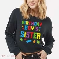 Master Builder Birthday Sister Building Bricks Blocks Cropped Pullover Crew thumb 2