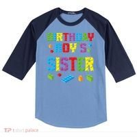 Master Builder Birthday Sister Building Bricks Blocks Raglan Baseball Sleeve Shirt thumb 0