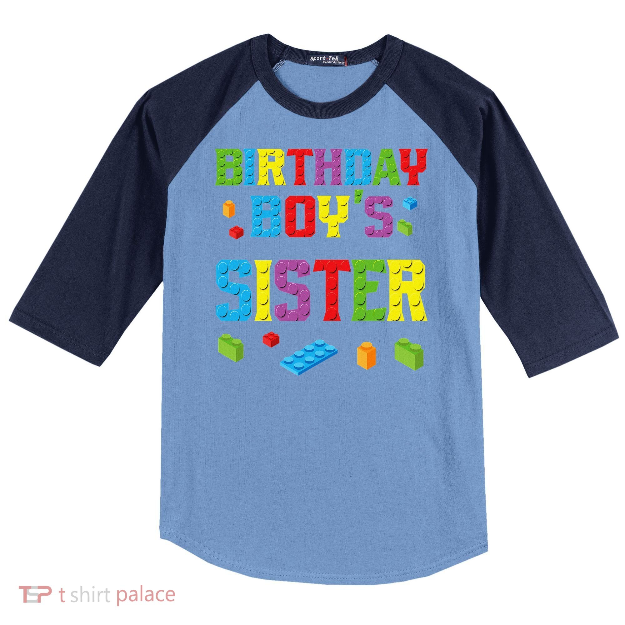 Master Builder Birthday Sister Building Bricks Blocks Raglan Baseball Sleeve Shirt