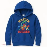 Master Builder Block Building Master Brick Builder Kids Hoodie thumb 0
