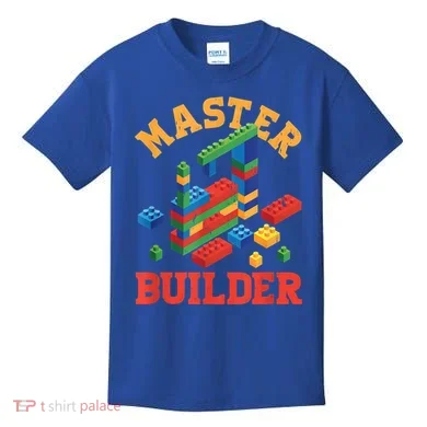 Master Builder Block Building Master Brick Builder Kids T-Shirt