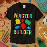 Master Builder Building Blocks Brick Toy Master Builder Kids T-Shirt thumb 3