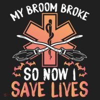 My Broom Broke So Now I Save Lives Emt Halloween Gift Golf Towel thumb 3