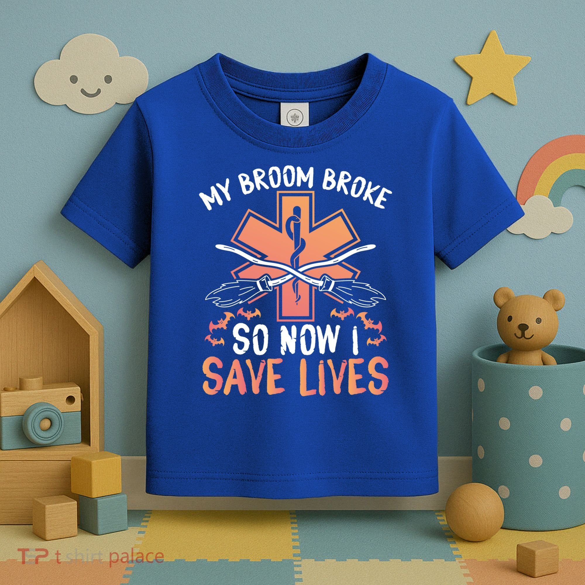 My Broom Broke So Now I Save Lives Emt Halloween Gift Toddler T-Shirt