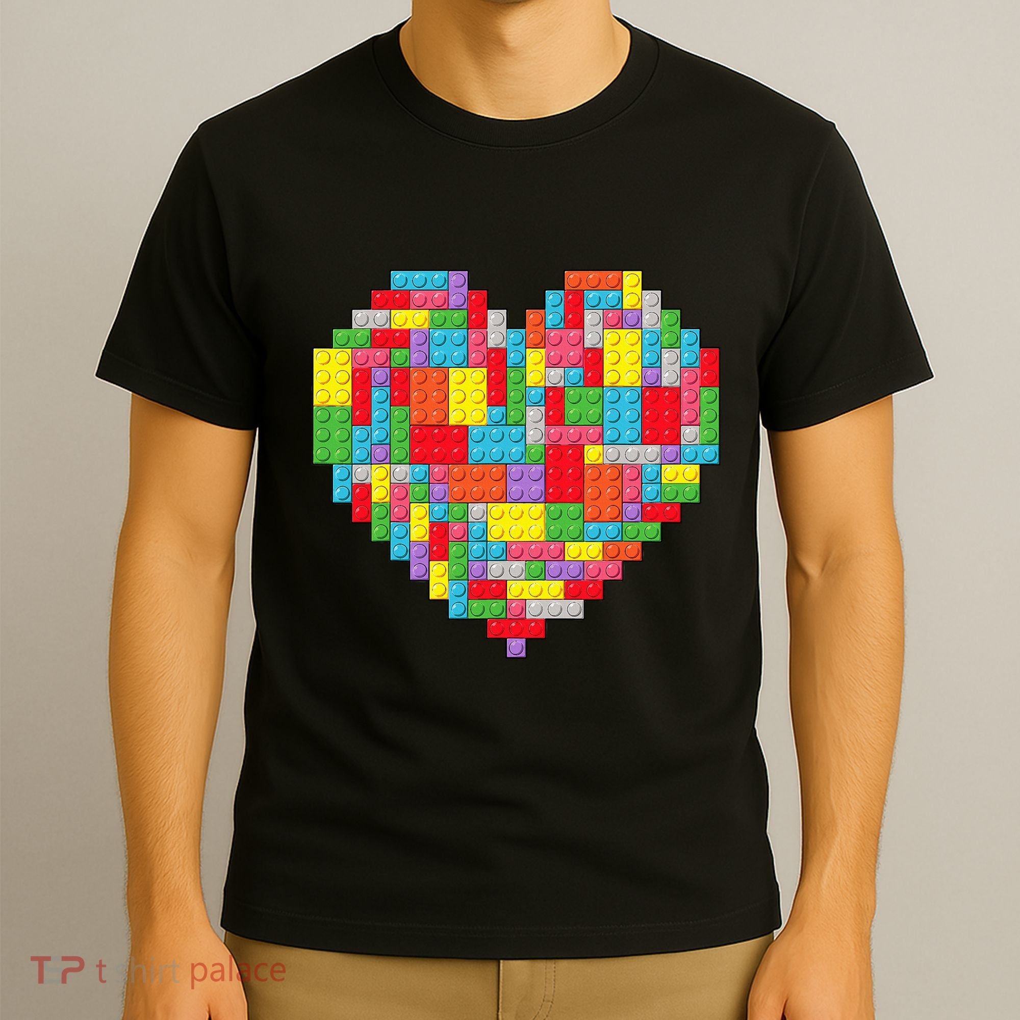 Master Builder Block Brick Building Heart Valentines Day T-Shirt