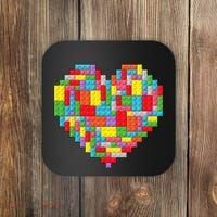 Master Builder Block Brick Building Heart Valentines Day Coaster thumb 0