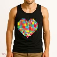 Master Builder Block Brick Building Heart Valentines Day Tank Top thumb 3