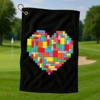 Master Builder Block Brick Building Heart Valentines Day Golf Towel thumb 1