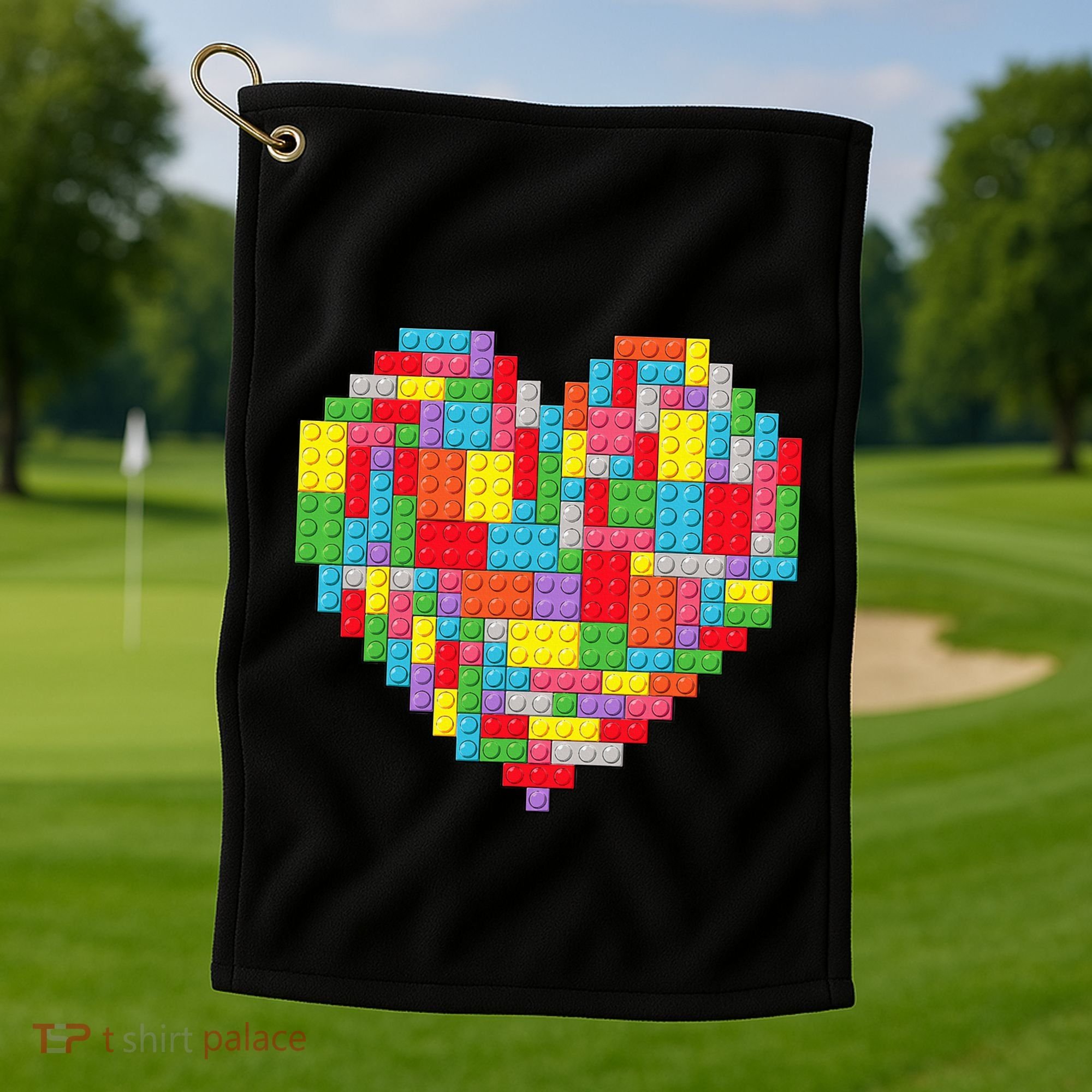 Master Builder Block Brick Building Heart Valentines Day Golf Towel