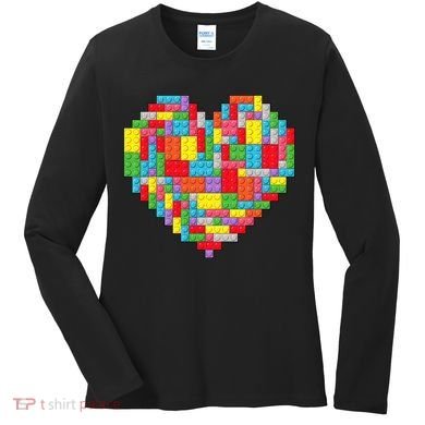 Master Builder Block Brick Building Heart Valentines Day Women's Long Sleeve Shirt