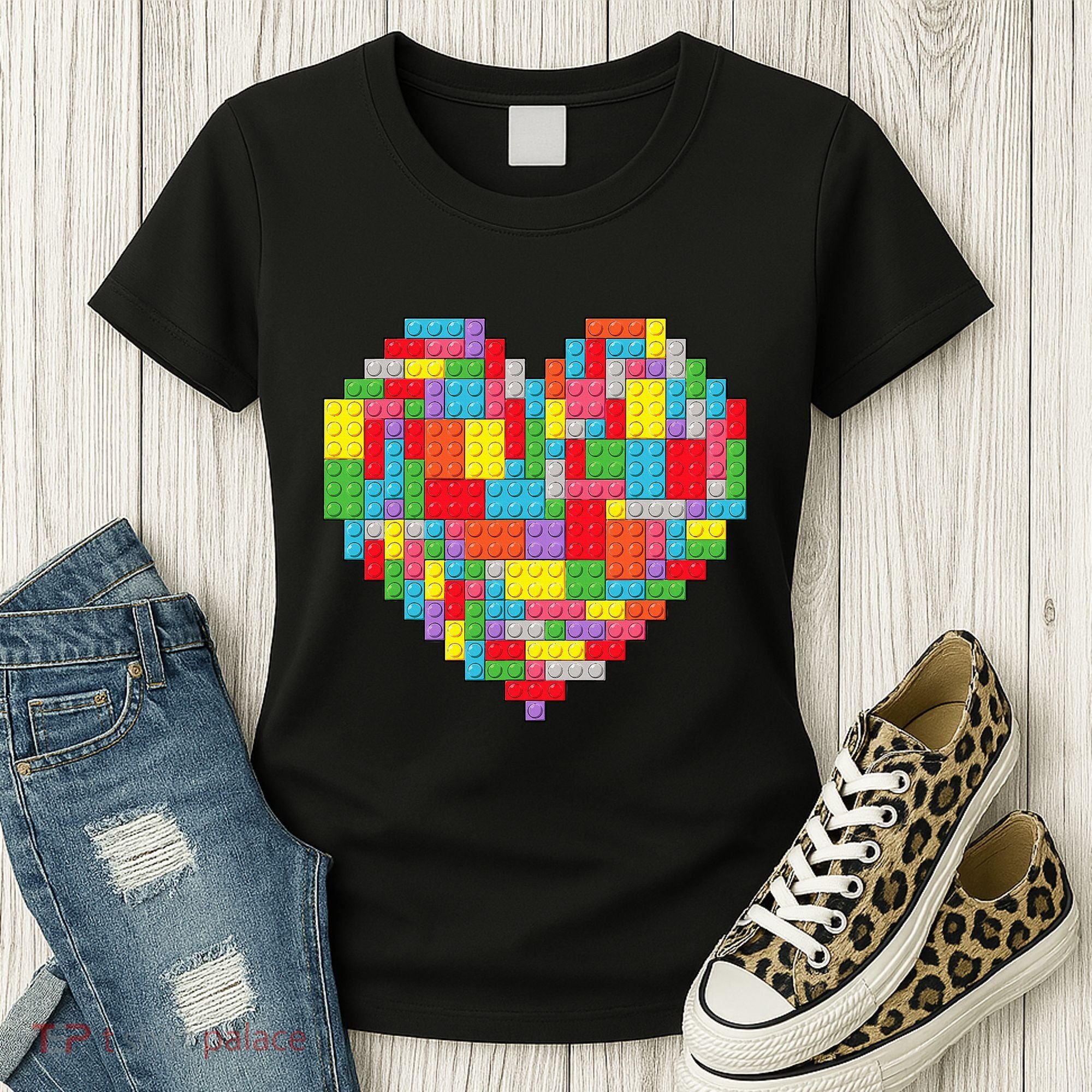 Master Builder Block Brick Building Heart Valentines Day Women's T-Shirt