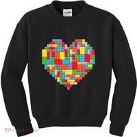 Master Builder Block Brick Building Heart Valentines Day Kids Sweatshirt thumb 0