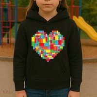 Master Builder Block Brick Building Heart Valentines Day Kids Hoodie thumb 3