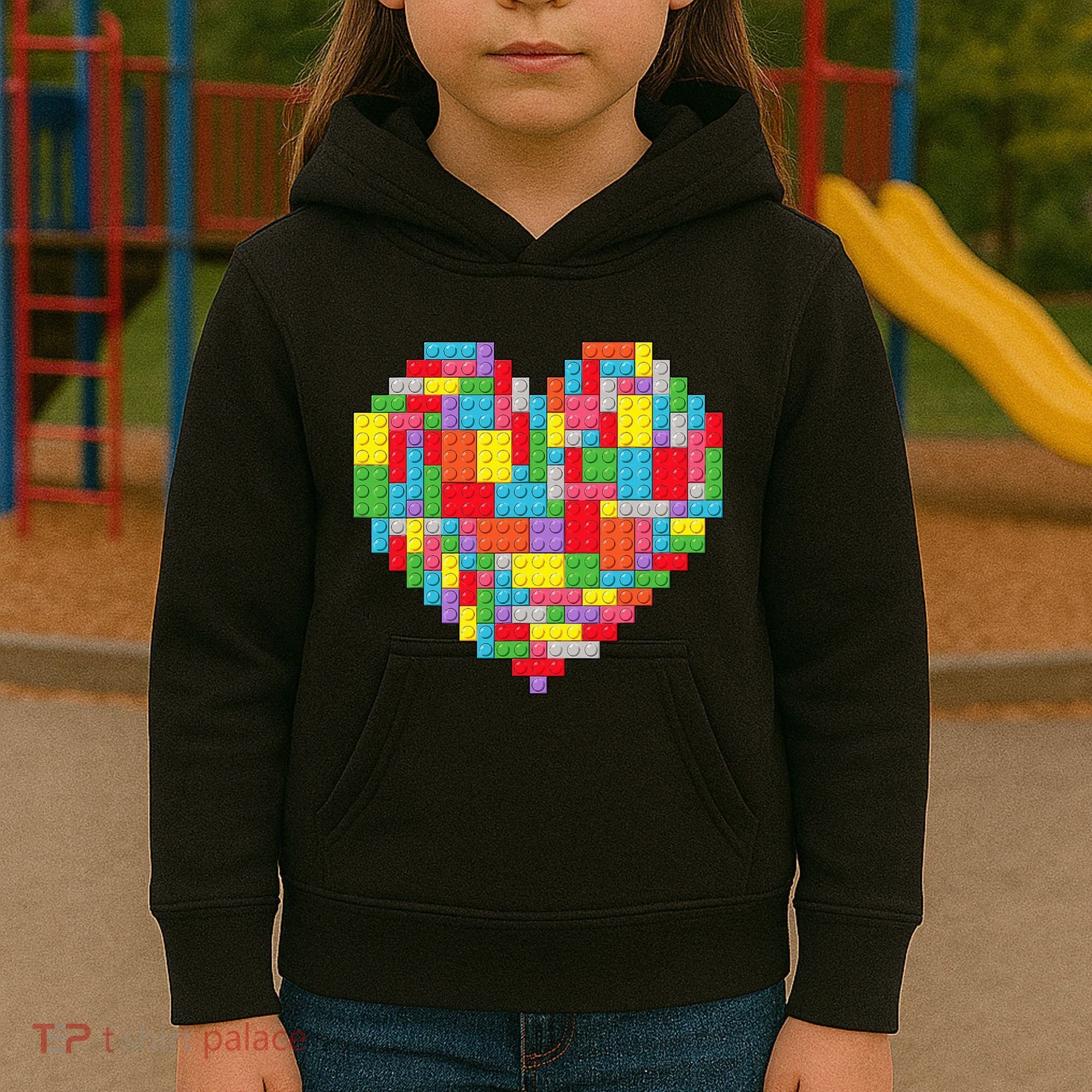 Master Builder Block Brick Building Heart Valentines Day Kids Hoodie