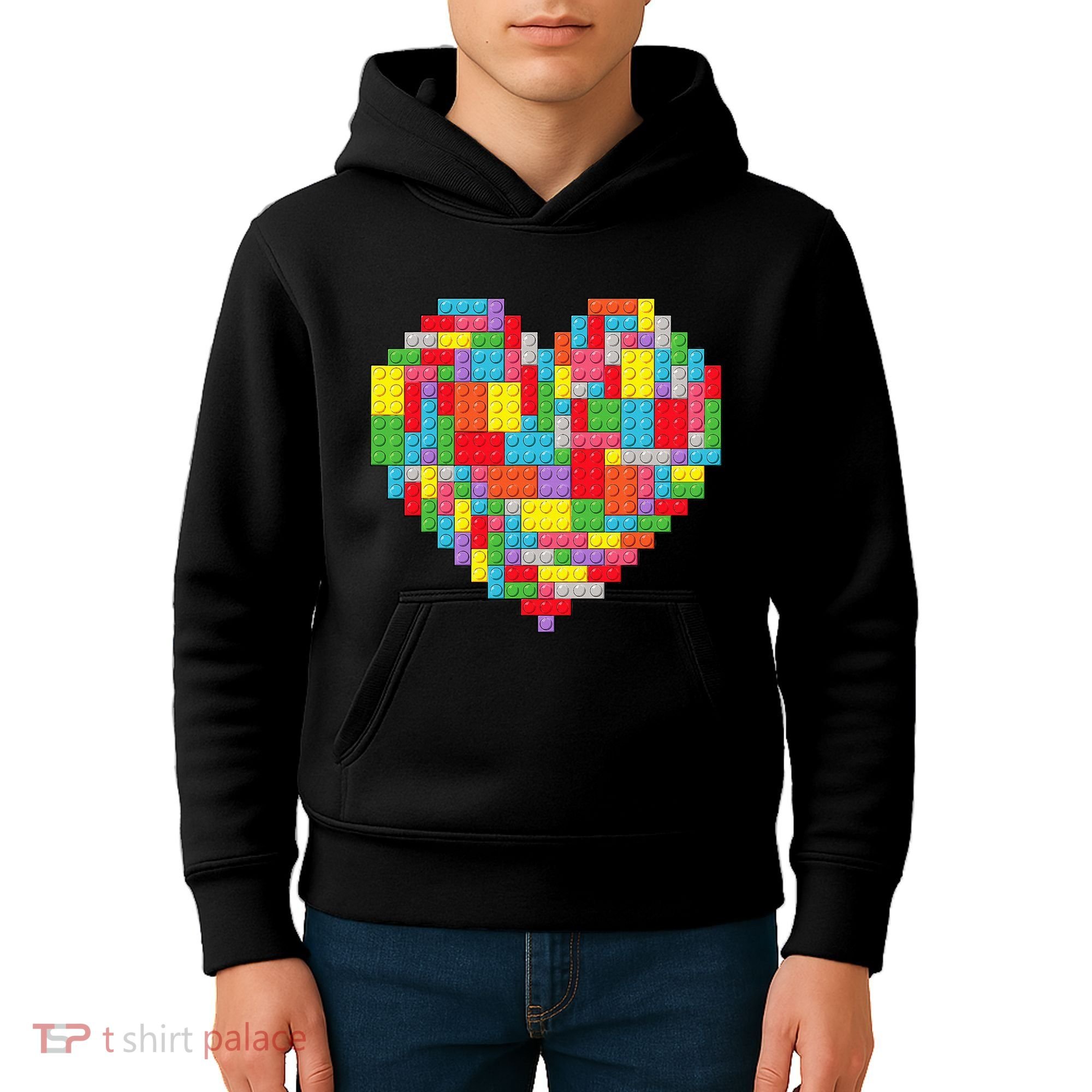 Master Builder Block Brick Building Heart Valentines Day Kids Hoodie