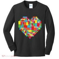 Master Builder Block Brick Building Heart Valentines Day Kids Long Sleeve Shirt thumb 0