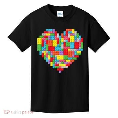 Master Builder Block Brick Building Heart Valentines Day Kids T-Shirt