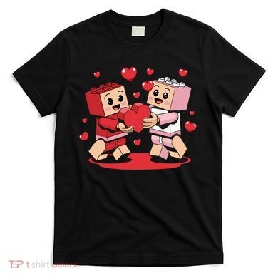 Master Builder Block Brick Building Couple Valentines Day T-Shirt