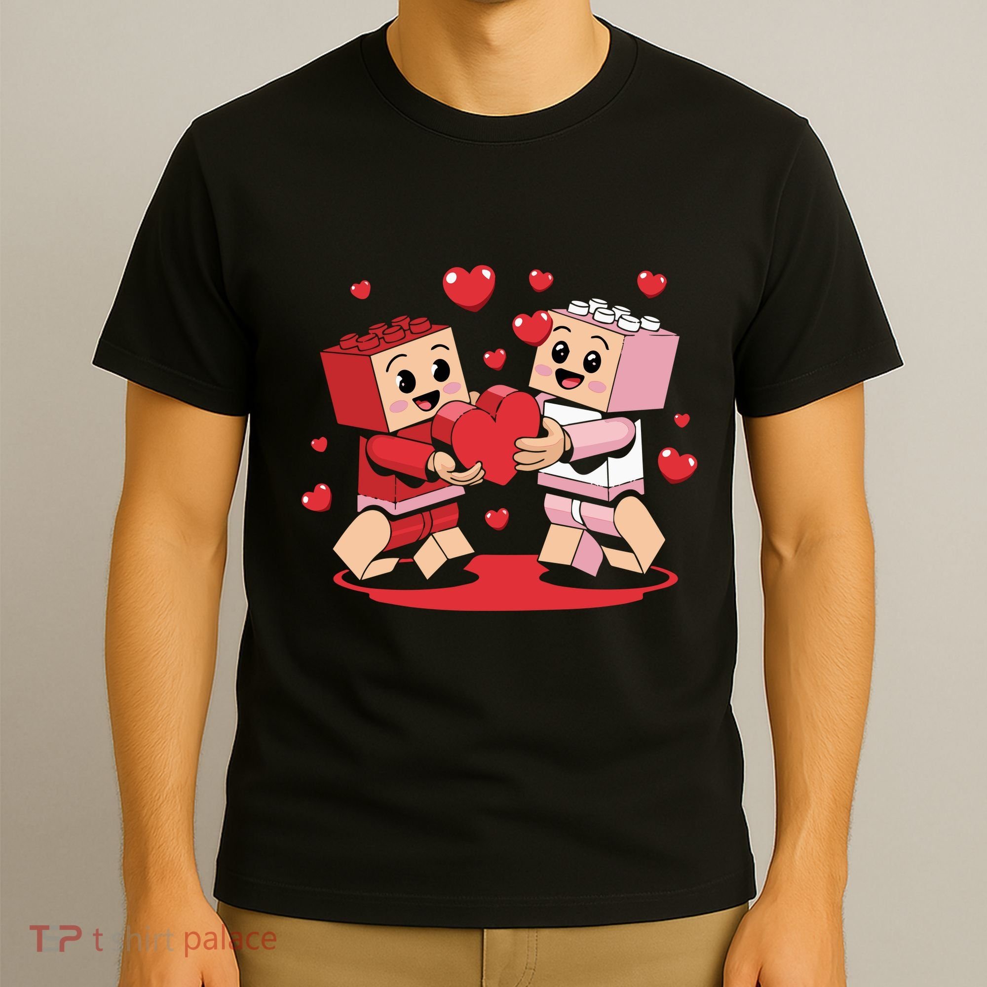 Master Builder Block Brick Building Couple Valentines Day T-Shirt