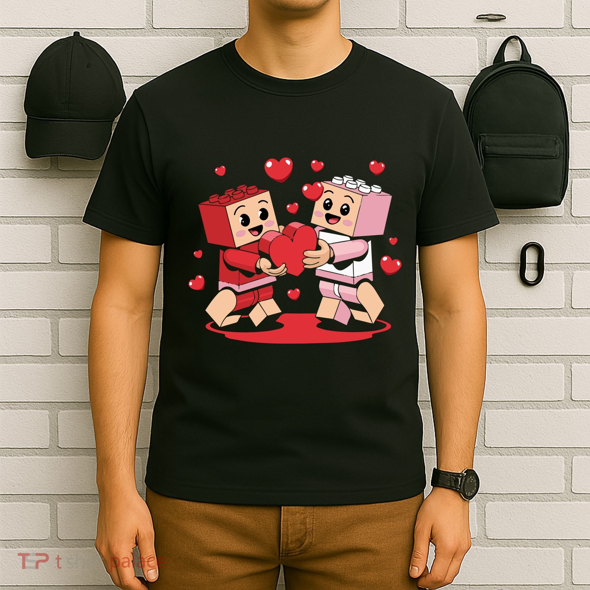 Master Builder Block Brick Building Couple Valentines Day T-Shirt