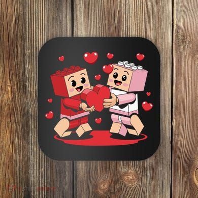 Master Builder Block Brick Building Couple Valentines Day Coaster