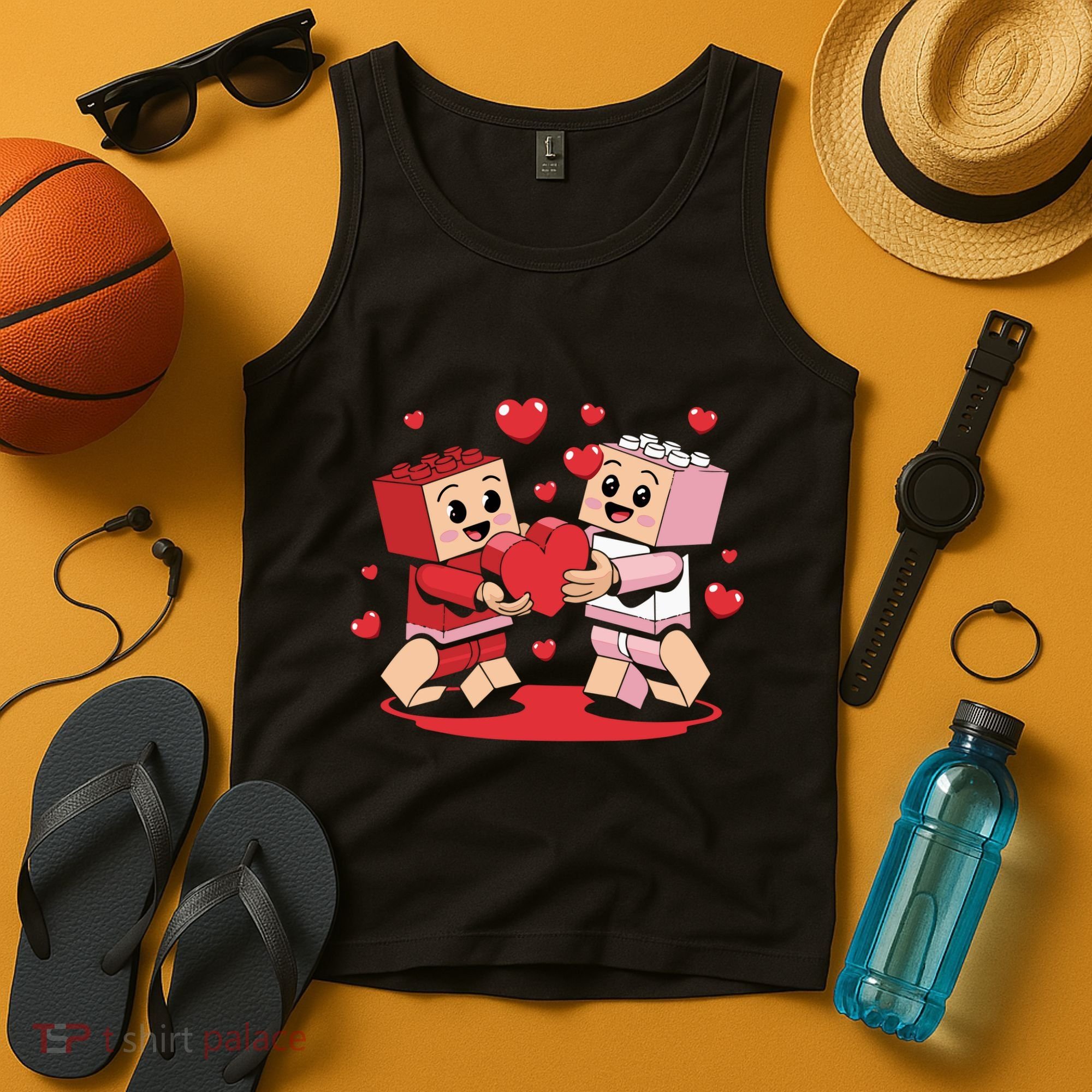 Master Builder Block Brick Building Couple Valentines Day Tank Top