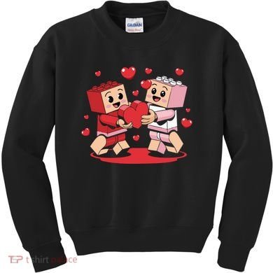 Master Builder Block Brick Building Couple Valentines Day Kids Sweatshirt