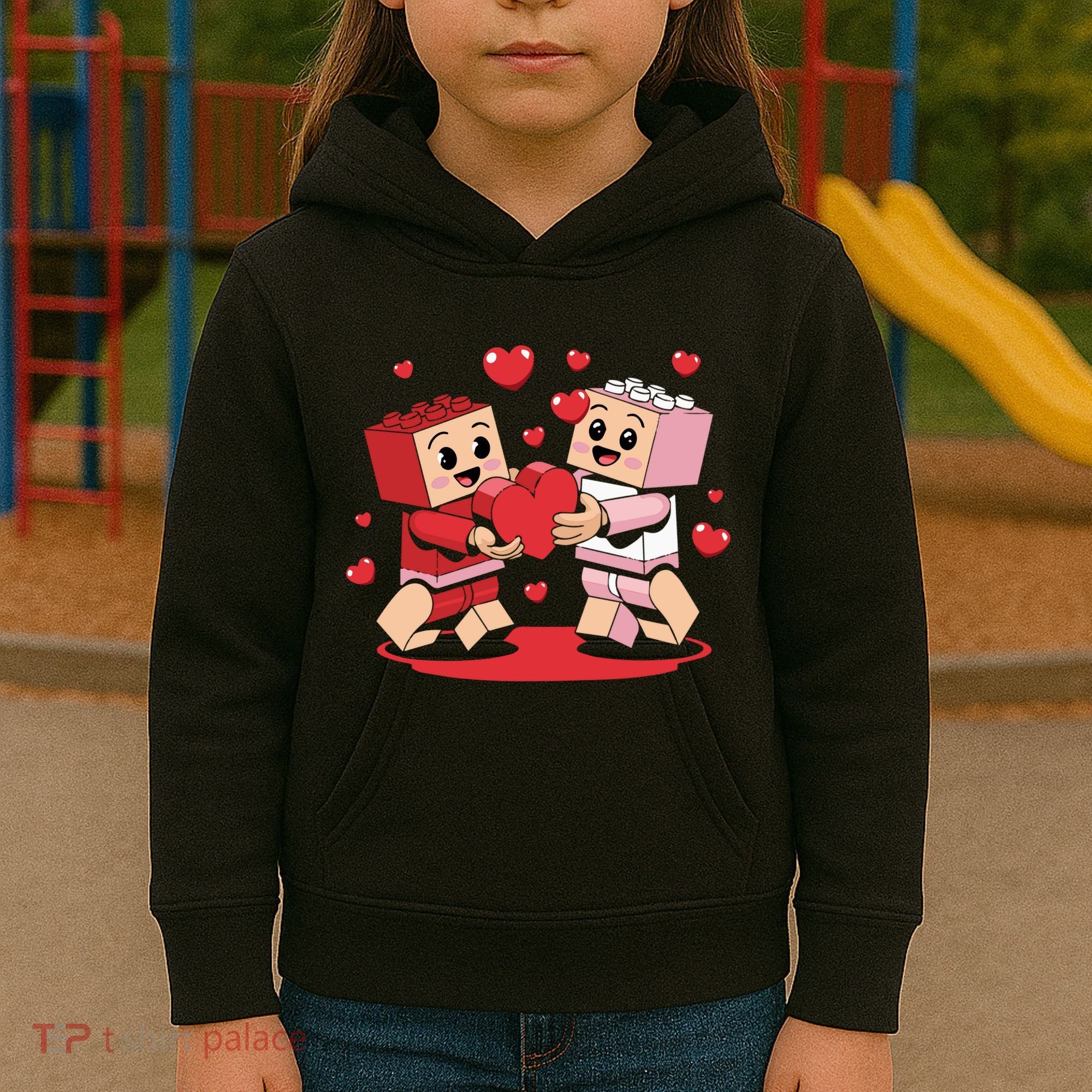 Master Builder Block Brick Building Couple Valentines Day Kids Hoodie
