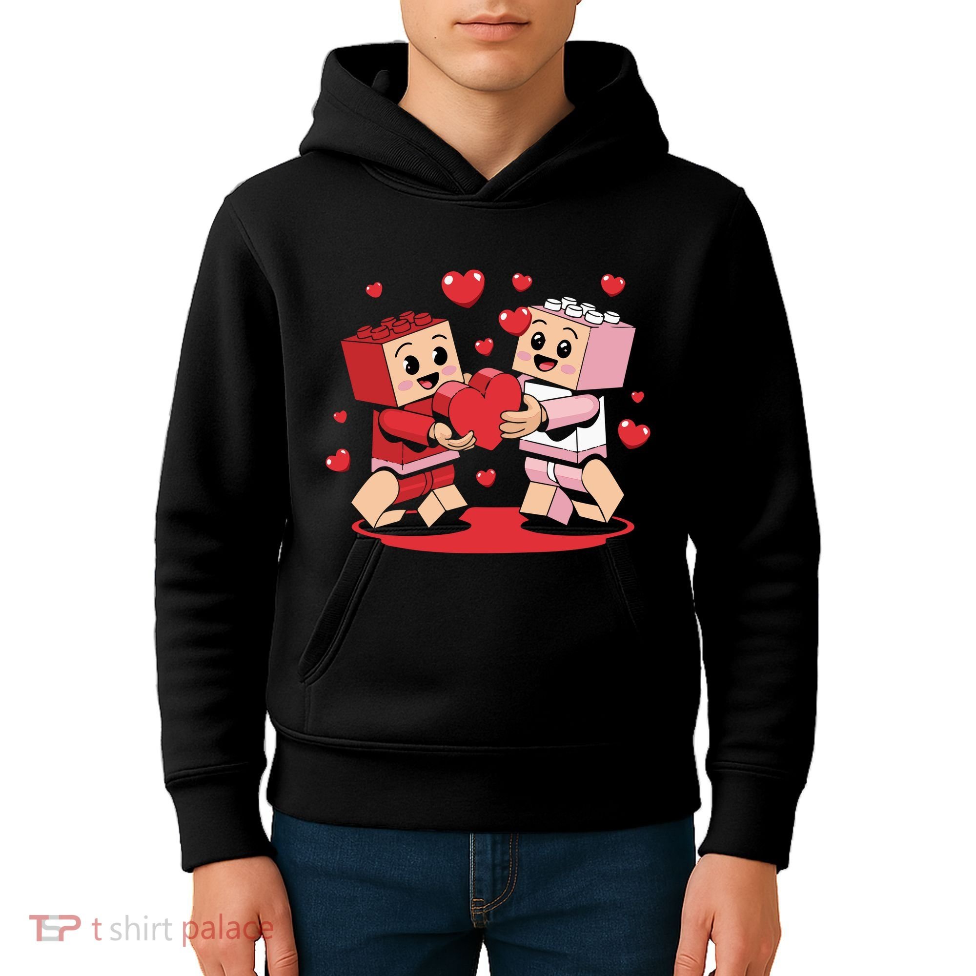 Master Builder Block Brick Building Couple Valentines Day Kids Hoodie