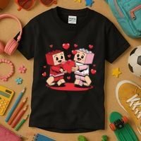 Master Builder Block Brick Building Couple Valentines Day Kids T-Shirt thumb 3