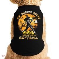 My Broom Broke So Now I Play Softball Baseball Halloween Doggie Tank thumb 0