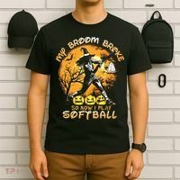 My Broom Broke So Now I Play Softball Baseball Halloween T-Shirt thumb 6