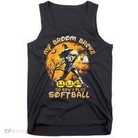 My Broom Broke So Now I Play Softball Baseball Halloween Tank Top thumb 0
