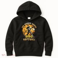 My Broom Broke So Now I Play Softball Baseball Halloween Kids Hoodie thumb 0