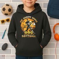 My Broom Broke So Now I Play Softball Baseball Halloween Kids Hoodie thumb 2